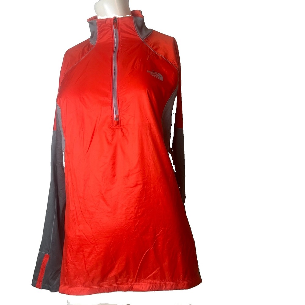 The North Face Men's Flashdry 1/4 Zip Pullover Shirt Orange Lightweight Large
